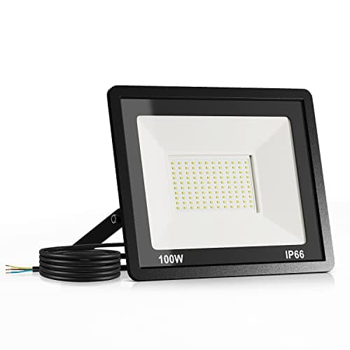 Detalle de JESLED foco LED exterior de 100W e IP66 (luz blanca fría 6000K) con cable de 1 m