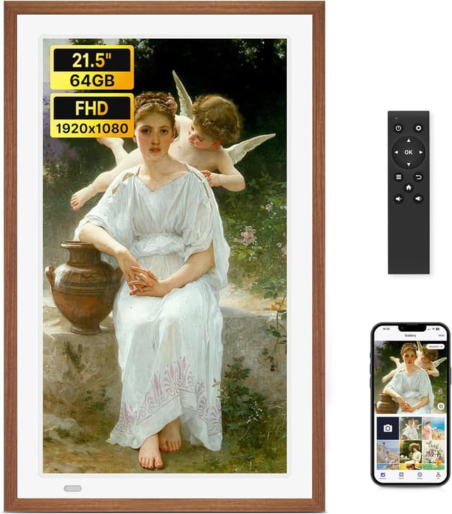 Detalle de FANGOR 21.5" Large Digital Picture Frame with WiFi, 64GB Storage, Remote, Auto-Rotate
