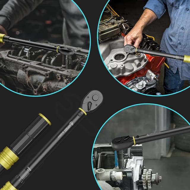 Detalle 2 de ANPUDS Drehmomentschlüssel 1/2 Zoll 20–220 Nm mit Klickfunktion (±3% Genauigkeit, 72-Zahn-Ratsche)