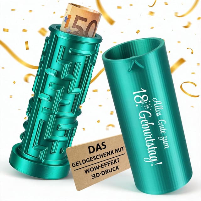 Thumbnail 6 de Anruzon Geldgeschenk Geburtstag – kreative Labyrinthbox mit Spruch „Alles Gute zum Geburtstag!“ (3D-gedruckt, Blau-Grün)
