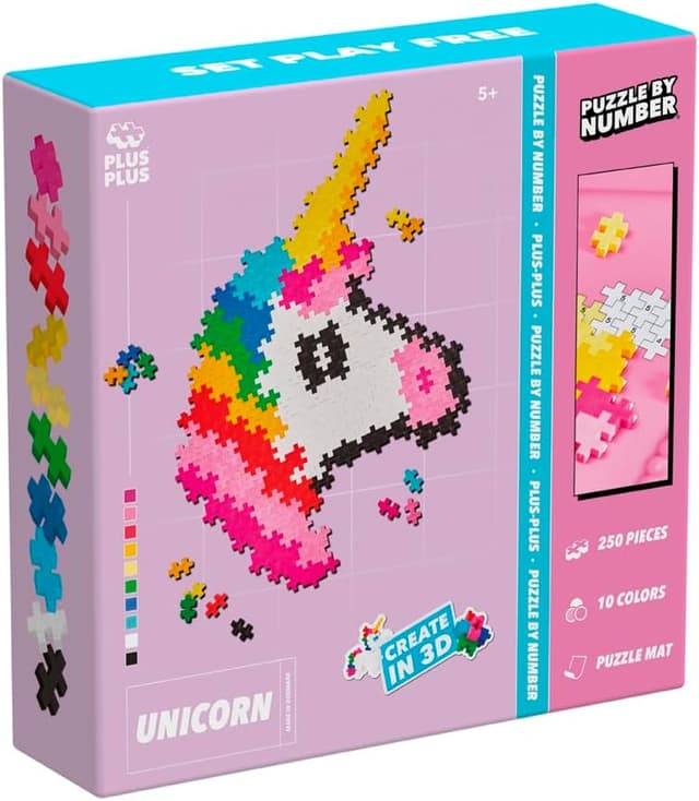 Detalle de PLUS PLUS Building Blocks Puzzle by Number Unicorn set (STEM logic build for kids 5+)