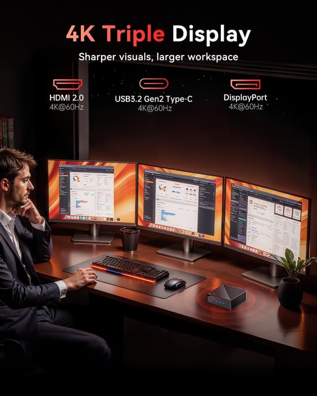 Detalle de NiPoGi AM06 PRO Mini PC mit AMD Ryzen 7 7730U, 32 GB RAM, 1 TB SSD, WiFi 6 & Dual-LAN für Büro, Schule und Home-Entertainment