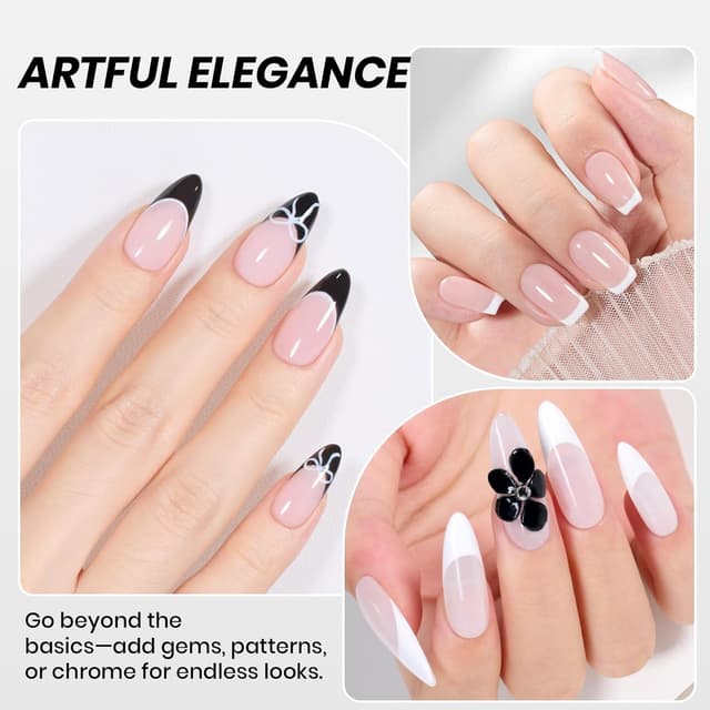 Detalle de Beetles Black White Gel Polish Set (2 Pack, 15ml) for French Nails & DIY LED Manicures