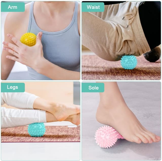 Thumbnail 6 de URAQT Palline da Massaggio in PVC con punti (3 pezzi) per automassaggio fitness: rosa, giallo e azzurro