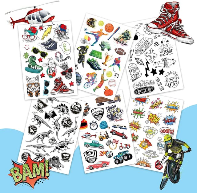 Detalle de Papierdrachen 100 Papierdrachen Hautfreundliche Kindertattoos zum Aufkleben (vegan, geprüft) – 6 Bögen