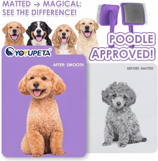 Detalle de YOYUPETA Large Slicker Brush Set 3PC for Long-Haired Dogs