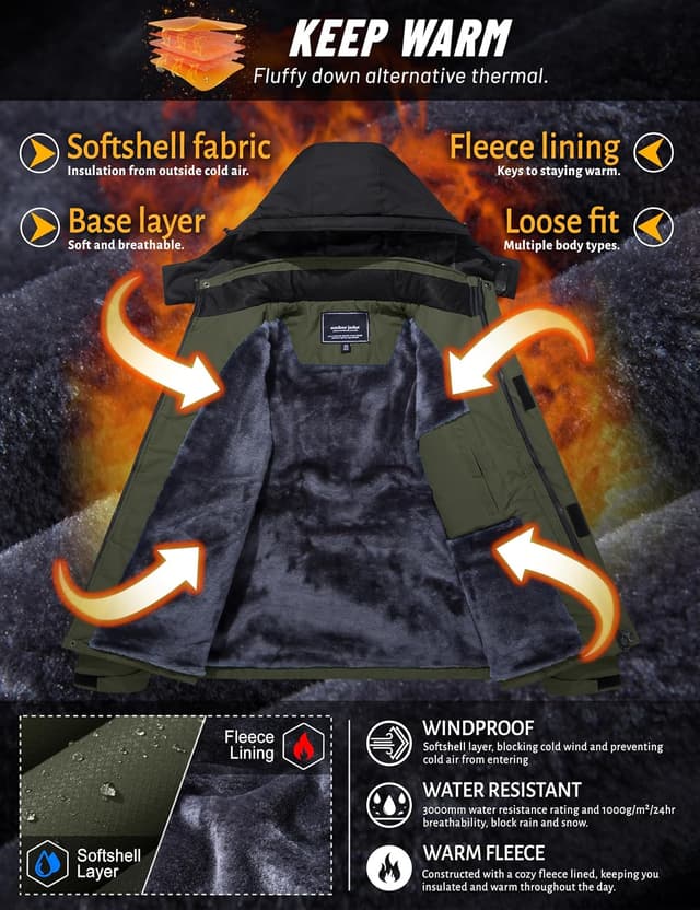 Detalle 1 de TACVASEN Men's Winter Skiing Jacket 1️⃣