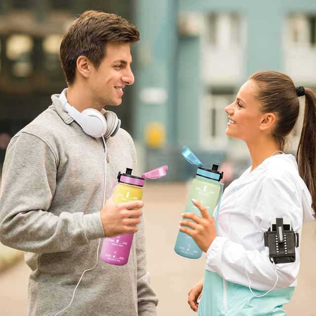 Thumbnail 5 de Baramumu botella agua 1 litro a prueba de fugas Rosa Amarillo