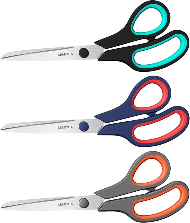 Thumbnail 6 de 3 Pack 8" All Purpose Scissors with Ultra Sharp 2.5mm Blades (Soft Grip, Right/Left Handed)