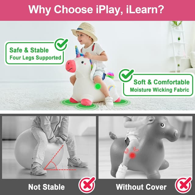 Detalle de iPlay iLearn Bouncy Pals Hopping Unicorn 18M