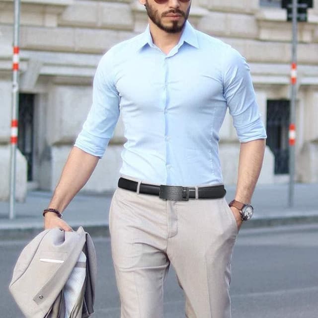 Thumbnail 3 de flintronic Herren-Gürtel aus Leder mit Automatik-/Ratschen-Schließe, Breite 3,5 cm (Schwarz) inkl. Schlüsselbund & Geschenkbox