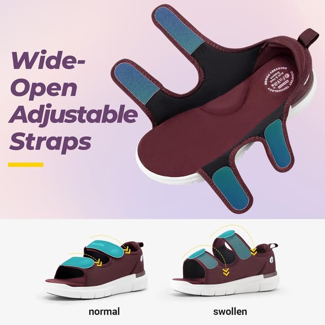 Detalle 2 de FitVille Sandales diabétiques femme à large ouverture et scratch pour pieds gonflés