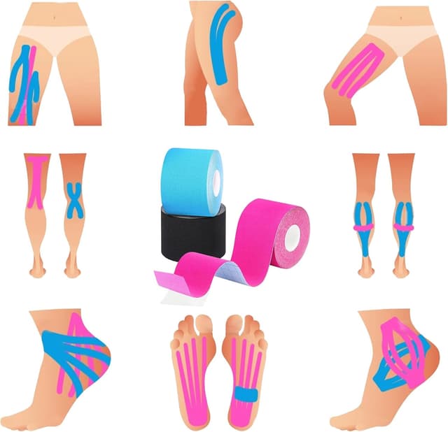 Thumbnail 6 de EOPUOZS Kinesiologie Tape Sport (3 Rollen à 5 m) – elastisches Baumwoll-Sporttape, 5 cm breit in Blau/Schwarz/Rosa