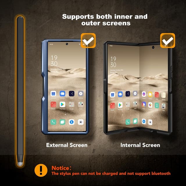 Detalle de TONGATE for Galaxy Z Fold 7 Case with Stylus & Pen Holder, Privacy Screen Protector, Sliding Camera Cover, Belt Clip (Navy Blue)