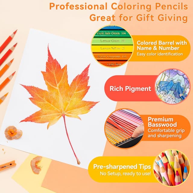 Detalle de Ohuhu – Coffret de 72 crayons de couleur professionnels à base d’huile, noyau tendre de 4 mm