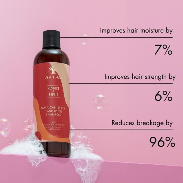 Detalle 2 de AS I AM Jamaican Black Castor Oil Shampoo (355ml) — sulphate-free cleanser for curls