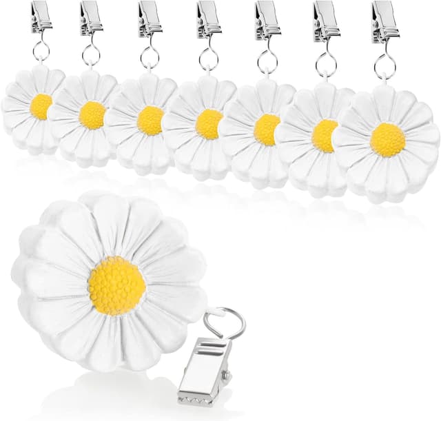 Detalle de com-four® 8x pesi per tovaglie con clip, motivo floreale (circa 40 g) fiori bianchi
