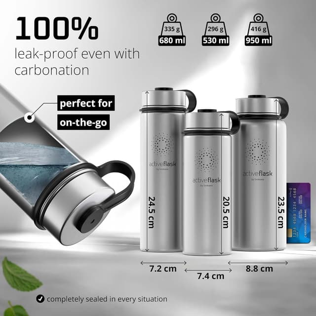 Thumbnail 6 de Stainless Steel Water Bottle with Straw & 3 Lids (ACTIVE FLASK) – Leak-Proof, Vacuum Insulated Hot & Cold