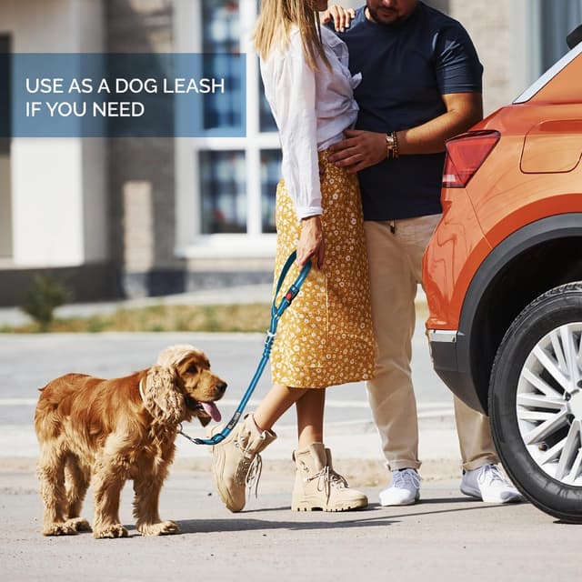 Detalle de Petzana Comfortable Dog Seat Belt Harness (2-in-1 leash & headrest restraint) – Blue