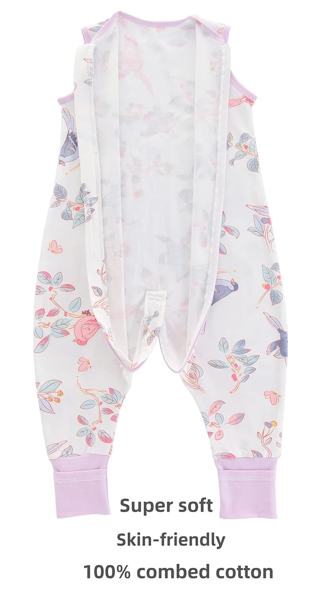 Detalle 1 de Chilsuessy Baby Sommerschlafsack mit Füßen 0,5 Tog (80 cm) – Schlafstrampler aus 100% Baumwolle