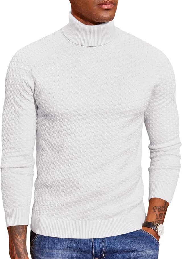 Thumbnail 6 de COOFANDY pull col roulé homme en maille douce à manches longues