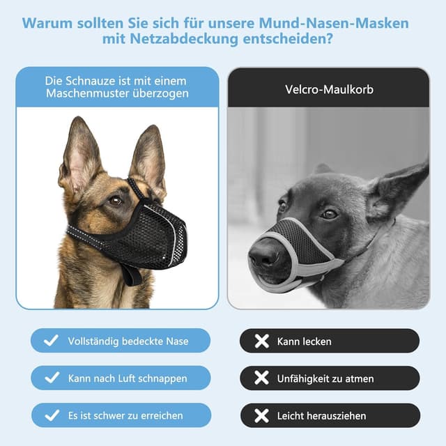 Thumbnail 6 de Lcyen Maulkorb für Hunde (Prevent Fressen/Kauen/Beißen), atmungsaktiv mit Reflektoren – Größe M