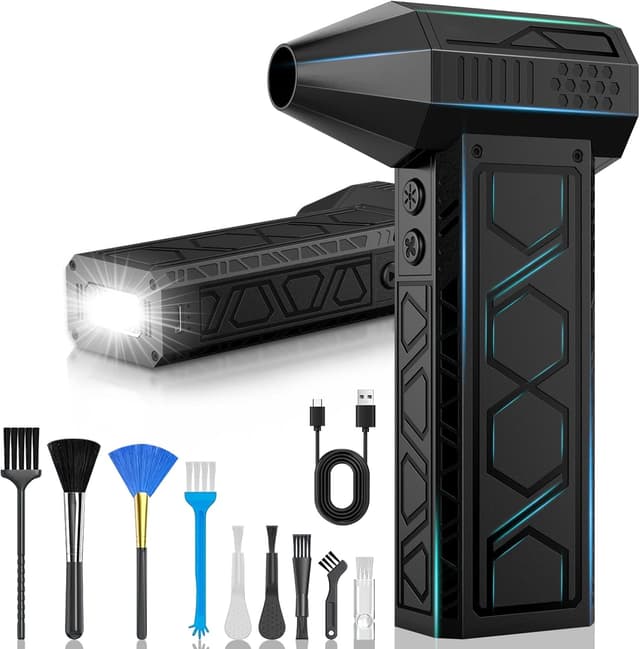 Detalle de Elettrico senza fili per rimuovere polvere a aria compressa, 4 velocità, fino a 180.000 giri/min e illuminazione ausiliaria