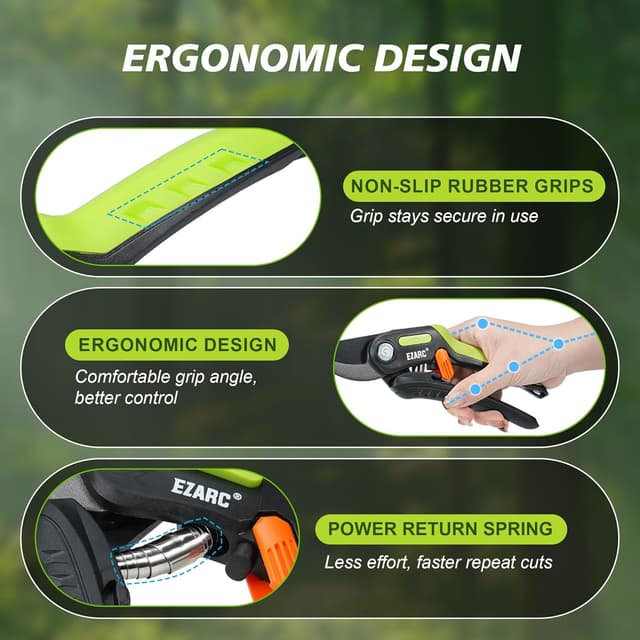 Detalle de EZARC Garden Secateurs bypass pruning shears with SK5 steel blade (20 mm cut capacity), 1 pack