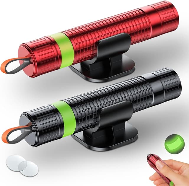 Detalle de Queltrix 2-in-1 Notfallhammer mit Gurtschneider (2 Stück, nachleuchtend) und Glasbrecher