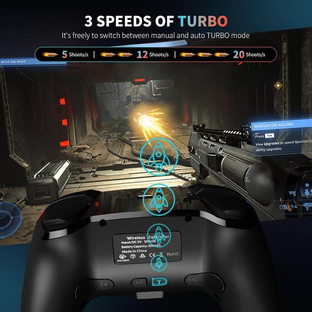 Detalle 2 de AceGamer 2pcs Wireless Controller for Switch (Hall Joystick, 6-axis Gyroscope, Turbo Burst)