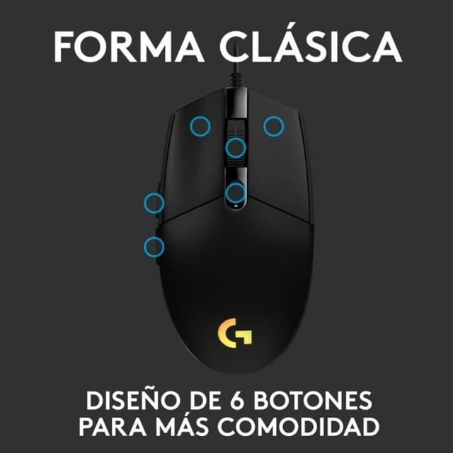 Detalle de Logitech G G102 LightSync ratón gaming 8.000 DPI negro