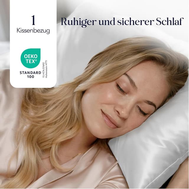 Detalle de Kissenbezüge Seide 80x80 cm (19 Momme), 100% Maulbeerseide, doppelseitig – weiß