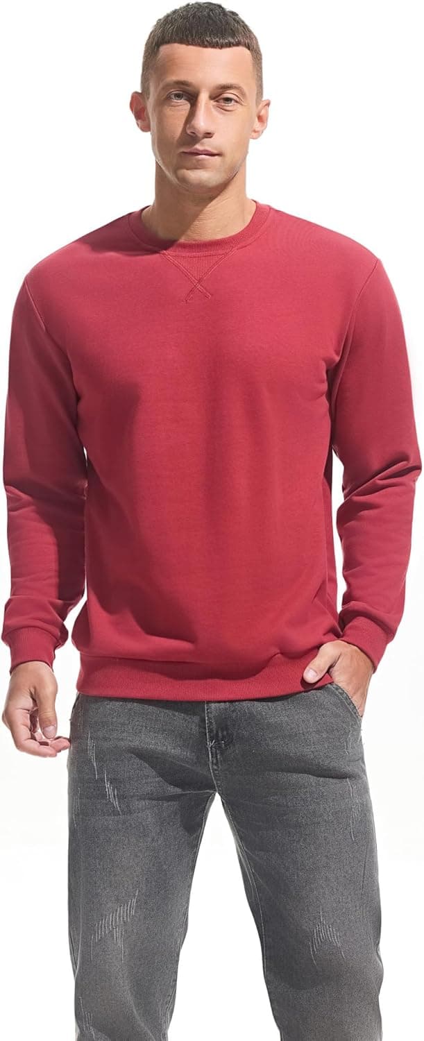 Detalle de VEIISAR Herren Sweatshirt mit Rundhalsausschnitt – Basic Pullover Langarmshirt für Freizeit & Sport