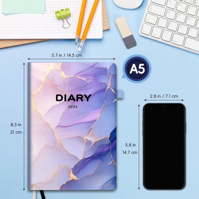 Detalle de Pcuntslo Agenda 2026 semainier A5 violet (200 feuilles / 400 pages)