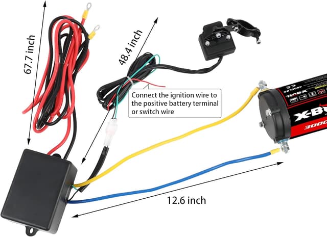 Detalle de X-BULL 12V 3000LBS Electric Winch with Synthetic Rope, Wireless Remote & Mounting Bracket
