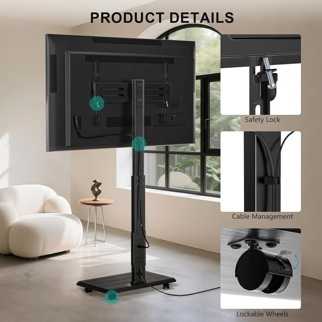 Thumbnail 5 de WALI TVDVD-7PR Rolling TV Stand 110 lbs