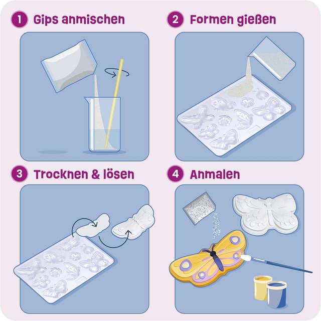 Detalle de Smowo® 10 Schmetterling Gipsfiguren zum Gießen & Bemalen – Bastelset mit 10 Figuren
