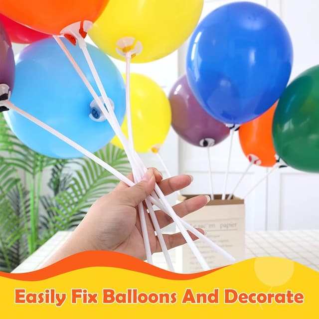 Detalle de Kedixiest 50PCS Balloon Sticks with Cups (32cm) – White reusable balloon holders for party displays