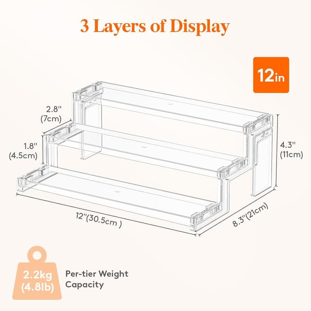 Detalle de Lifewit présentoir acrylique de rangement et buffet à 3 niveaux (30 cm)