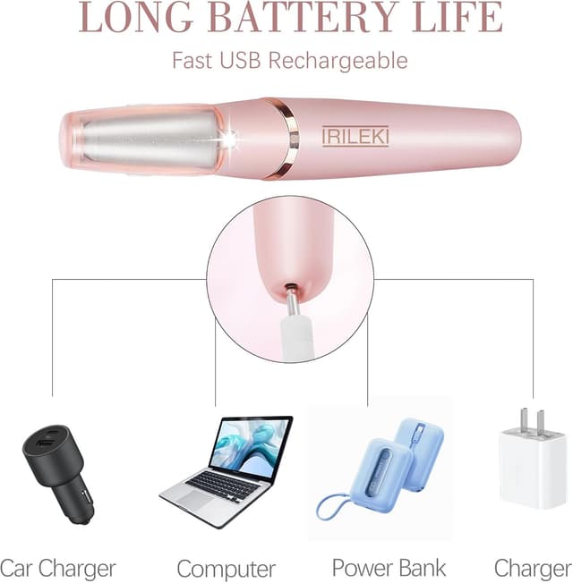Detalle de IRILEKI Hornhautentferner elektrisch – Pediküre-Set für Fußpflege mit Akku und 2 Rollenköpfen
