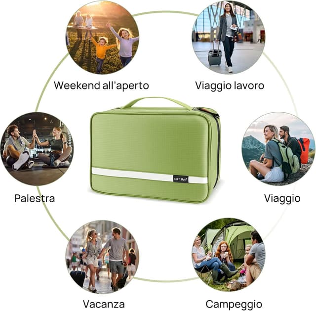 Thumbnail 6 de Carttiya Beauty Case da viaggio grande impermeabile con gancio in metallo, verde chiaro