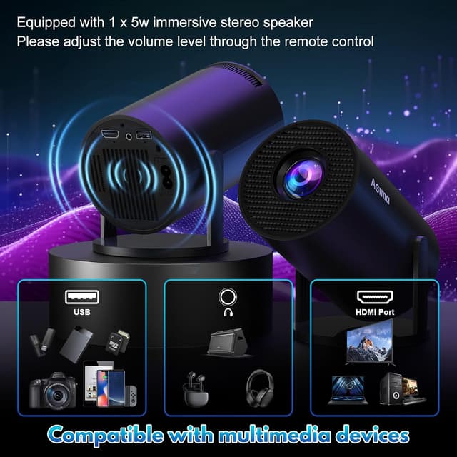 Detalle 2 de AGIMA X1 Mini Beamer für Streaming mit 180°-Drehung