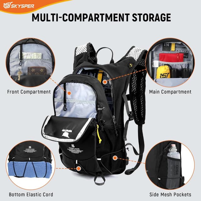 Detalle de SKYSPER 15L Wanderrucksack mit Brustgurt – leichter Tagesrucksack für Herren & Damen