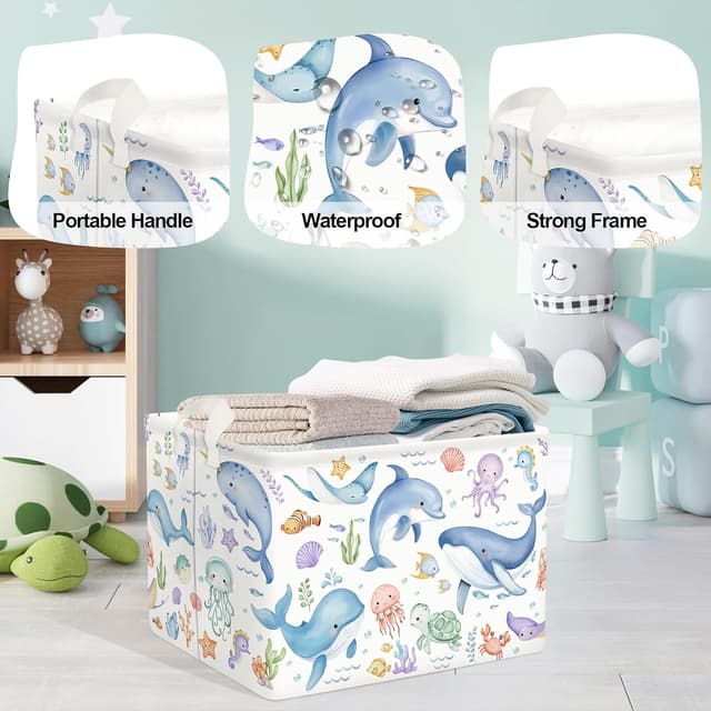 Thumbnail 3 de HUUMONSS Cute Sea Animals Laundry Basket 63L