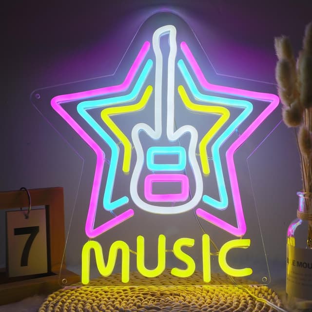 Thumbnail 1 de DWOOKE Guitar Neon Sign LED 11.6 x 14.5 in
