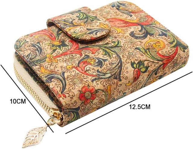 Detalle de Boshiho Vegan Cork Wallet with Zipper Pocket and 8 Card Slots (Women’s Purse)