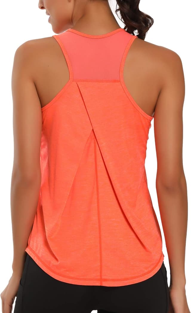 Detalle de Aeuui Women’s Workout Racerback Tank Tops (Mesh Yoga & Gym Sleeveless)