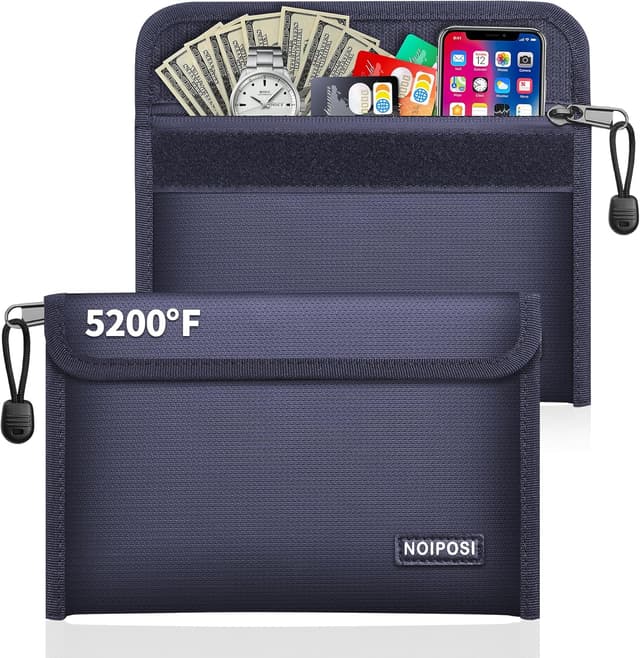 Thumbnail 6 de Noiposi 2er Pack feuerfeste Tasche (21,5 x 14 cm, 5200°F) mit Kartenfach – wasserdicht & mit Reißverschluss