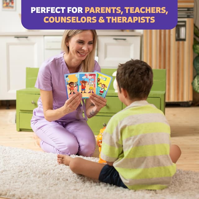 Detalle de Who What Why Mega Pack Conversation Cards for Kids (120 Picture Cards) – Speech & Counseling Therapy Game for Ages 4+