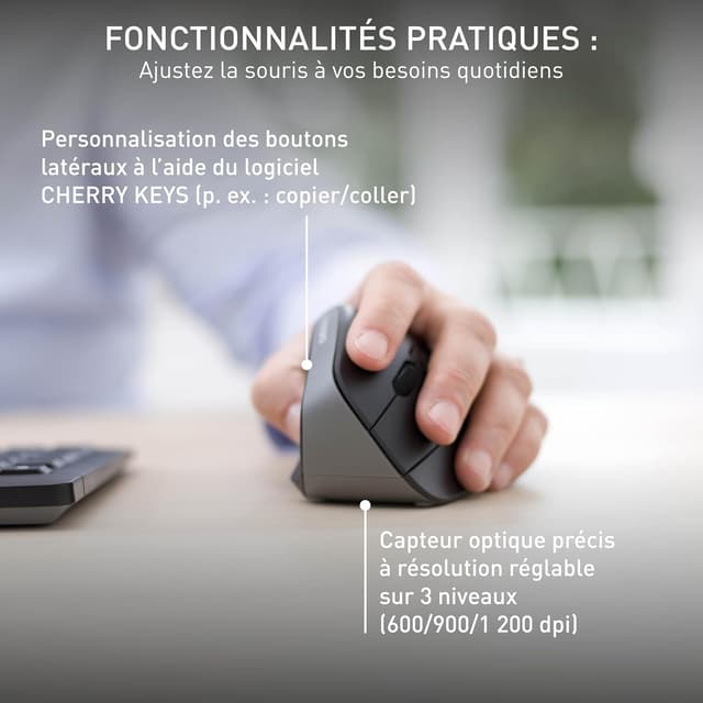 Detalle 2 de Cherry MW 4500 Left, souris ergonomique 2,4 GHz